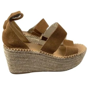 Soludos women's espadrille wedge sandals size 6.5, leather, brown tan, platform - Picture 1 of 17