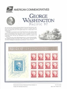 Panel de estampillas conmemorativas #514 60c George Washington Pacific 97 MS12 #3140 USPS - Imagen 1 de 1