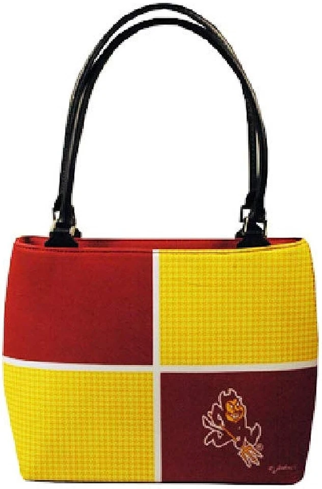 NCCA Arizona State Sun Devils Block Cartera Bolso Bowler Bolso Día del Juego Puerta Trasera 17" Foto 1 de 1