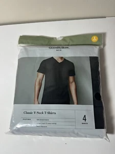 🕋 Goodfellow & Co Men's Short Sleeve 4pk V-neck T-shirt - Black Small - Picture 1 of 2