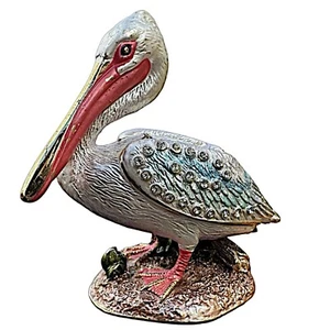 Bejeweled alloy enamel pelican trinket box 2.5”x 2.5” - Picture 1 of 10