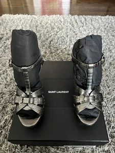 SAINT LAURENT TRIBUTE PLATFORM SANDALS IN CROC EMBOSSED LEATHER - Sz 36 US 6 - Picture 1 of 7