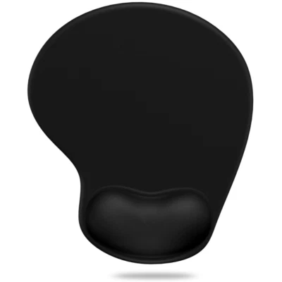 BLACK ANTI-SLIP MOUSE MAT PAD WITH GEL WRIST SUPPORT PC & LAPTOP - Image 1 of 4