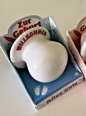 Babynuckel Spardose Geldgeschenk zur Geburt Taufe Windelgeld Junge - Bild 1 von 3