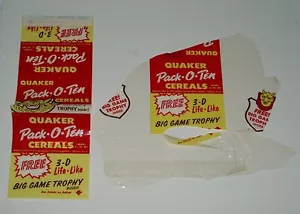 Trofeo Quaker Pack-O-Ten Big Game anni 50 offerta pezzi confezione cellulare scatola cereali - Foto 1 di 1