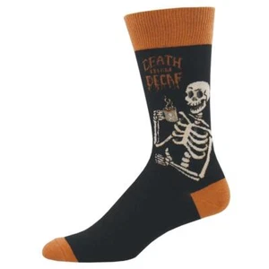 Calcetines Para Hombre Novedad Algodón Crew Muerte Antes del Descafeinado Divertidos Negros Reino Unido 9-12 - Imagen 1 de 1