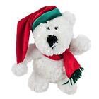 Dan Dee Plush Bear Collector's Choice White Fuzzy Santa Hat Scarf Christmas Stuf