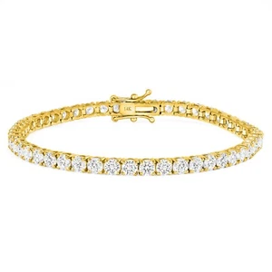 4 kt F/VS rundes im Labor gezüchtetes Diamant Tennisarmband massiv 14 K Gelbgold 7 Zoll - Bild 1 von 8