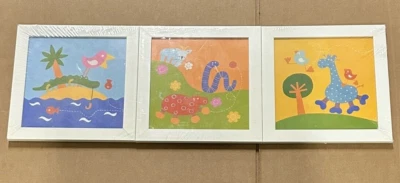 1999 IKEA Fantasi Barnslig Art Print 12"x12" Hippo Ocean Giraffe x3 Lot Set NOS - Image 1 of 4