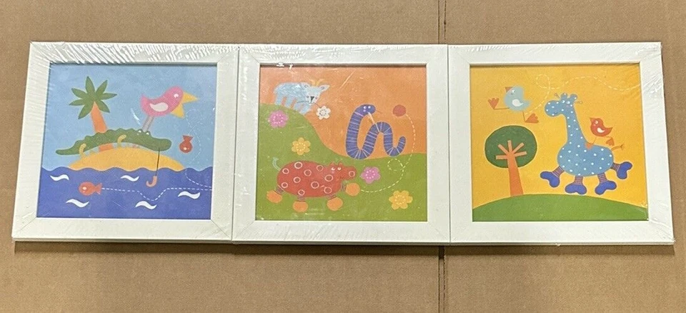 1999 IKEA Fantasi Barnslig Art Print 12"x12" Hippo Ocean Giraffe x3 Lot Set NOS - Image 1 of 4