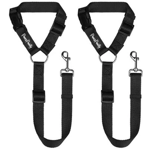 2 Pack Headrest Dog Car Safety Seat Belt Adjustable Nylon Fabric Car Leash - Picture 1 of 5