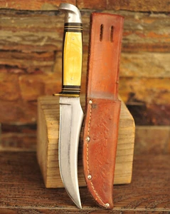 Vintage Western Boulder Colorado USA Knife Fixed Blade Pearl Color Handle - Picture 1 of 20