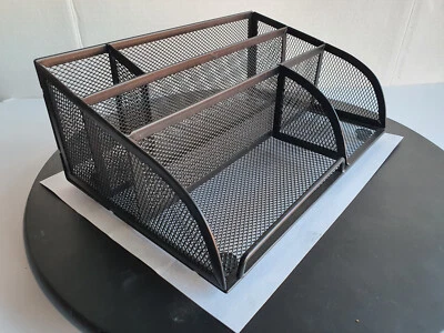 Modern Black Metal Desktop Mail Sorter Letter Holder Desk Organizer Office Items - Image 1 of 4