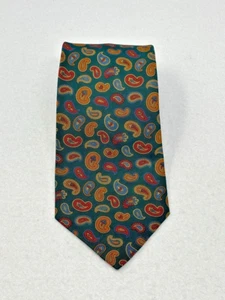 J. PRESS Traditional Irish Poplin Green Silk/ Wool Paisley Made in Ireland - Picture 1 of 7