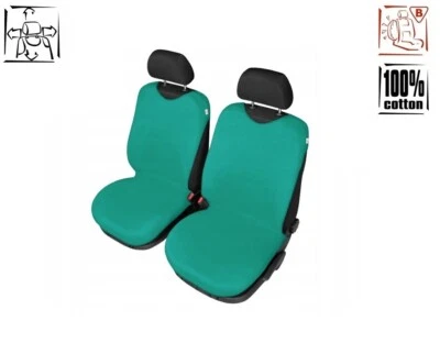 Fundas de asiento delantero universal ALGODÓN verde CAMISETA se adapta a VOLVO 760 Foto 1 de 3