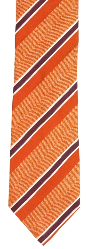 Corbata naranja a rayas de seda David Donahue para hombre L38001 Foto 1 de 4