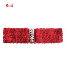 Fashion Lady Glittering Sequins Waistband Elastic Belts Bling Buckle Girdle