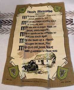 IRISH BENEDICTION ASCIUGAMANO DA TÈ VINTAGE IRLANDA SOUVENIR DI LINANNE 28" X 17,5" - Foto 1 di 7