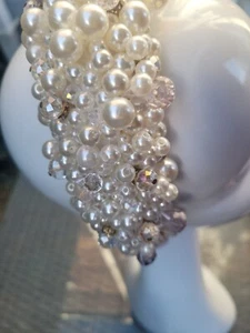 Wedding Beaded Ivory Pearl Headband - Picture 1 of 8