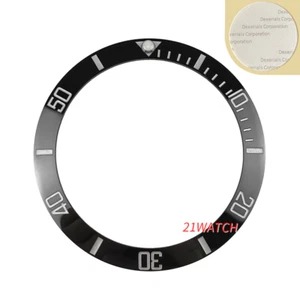NUEVO 38mm Inclinado Negro Cerámica Bisel Inserto Plata Pintado Sub Estilo Lume Pip - Imagen 1 de 2