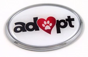 Adopt Pets Cats Dogs Chrome emblem Adoption Decal Car Auto Sticker Oval Pet - Imagen 1 de 1