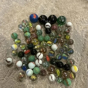 Original Nice Vintage Old Marbles Lot Swirl Red Blue Green Orange Yellow Colors - Picture 1 of 19