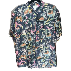 Bolsillo delantero Karnold para mujer manga corta con botones 100 % seda cuello - Imagen 1 de 6