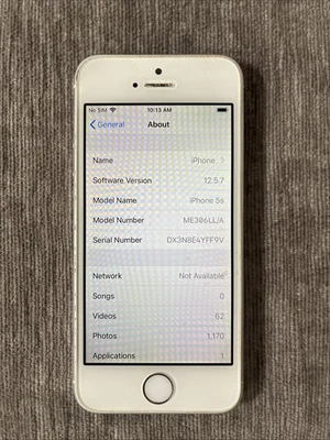 Apple iPhone 5s – 16 GB (Model ME306LL/A) – iOS 12.5.7 – For Parts or Repair - Image 1 of 4