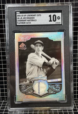 Joe DiMaggio 2006 UD Upper Deck SP Legendary Cuts Jersey Pinstripe #/15 SGC 10 - Image 1 of 2