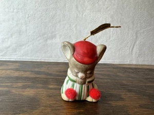Vintage Jasco Lil Chimers betende Maus im Pyjama Weihnachtsschmuck Glocke - Bild 1 von 11