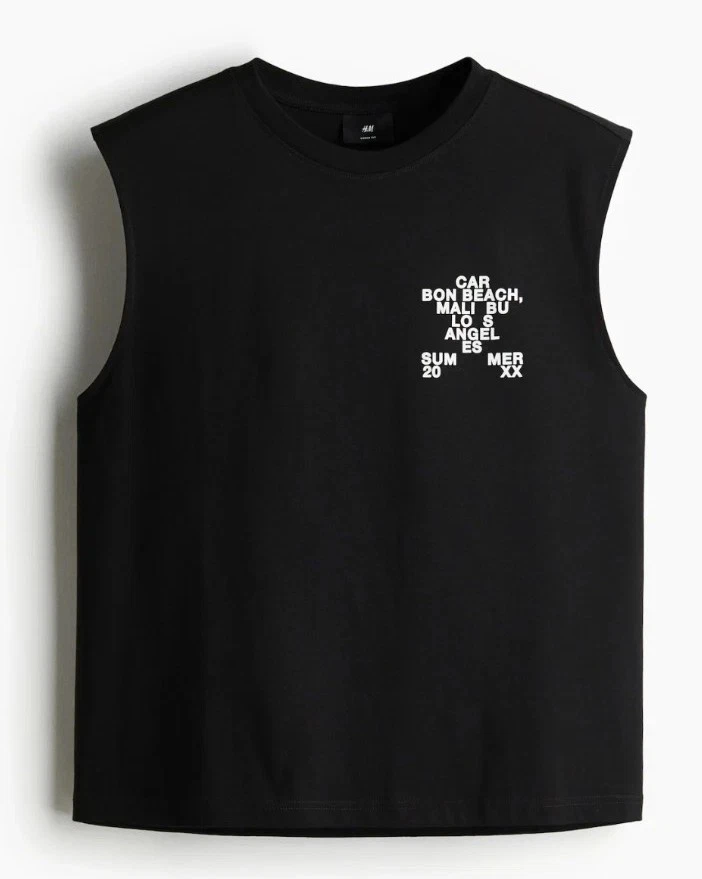 Top para hombre H&M negro gráfico sin mangas  Foto 1 de 4
