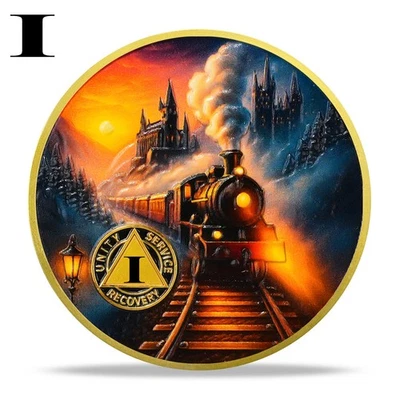 1 Year Sobriety Coin Alcoholics Anonymous Medallion Sober Gifts For Men Women - Image 1 of 4