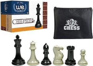 WE Games Tournament Staunton Plastic Chess Pieces, Triple Weighted, 4 in. King - Picture 1 of 6