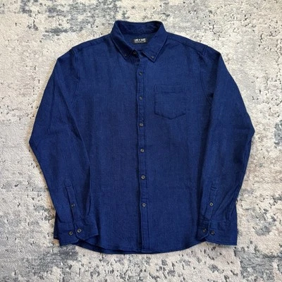 Line Of Trade Frank Shirt Men’s Large Blue Waffle Knit Button Up Long Sleeve - Image 1 of 4