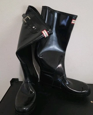 Botas de lluvia Hunter de goma hasta la rodilla para mujer, negras talla 9 EXCELENTES Foto 1 de 4
