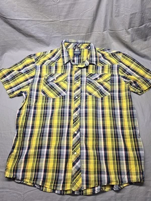 Camisa de trabajo Smith’s Workwear para hombre de franela a cuadros XL amarilla azul marino blanca dos bolsillos Foto 1 de 4