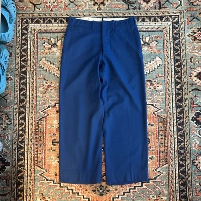 Vintage 1930s 40s Blue Wool Button Fly Work Pants Size 30 x 29 Military - Image 1 of 4
