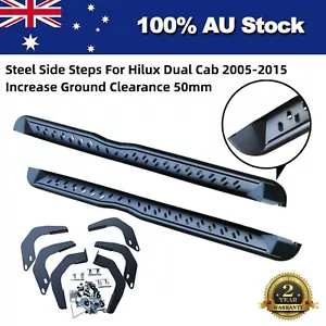 Steel Side Steps Running Boards Fit Toyota Hilux Dual Cab 2005-2015 Power Coated - Picture 1 of 10