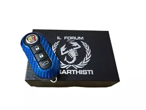 ABARTH cover chiave exclusive 100% FIBRA CARBONIO 500 695 595 esseesse BLU - Foto 1 di 5