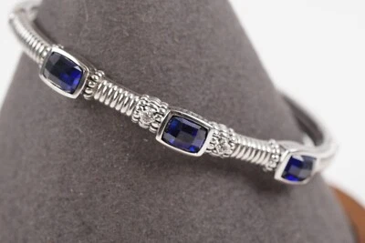 Браслет Judith Ripka из чистого серебра с сапфиром и бриллиантами размер 6,5 - Изображение 1 из 4