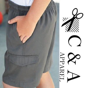  Shorts with Boys School Cargo Two Side Leg Pockets and Name tag Label  - Picture 1 of 7