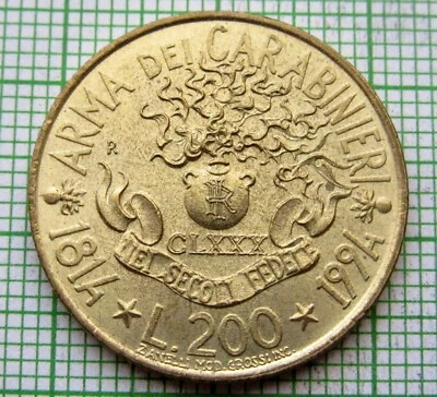 ITALY 1994 200 LIRE, Arm of Carabinieri, UNC yes we do combine postage - Image 1 of 4