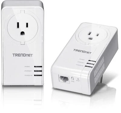 TRENDnet Powerline 1300 AV2 Adapter with Built-in Outlet Adapter Kit, Includes 2 - Image 1 of 4