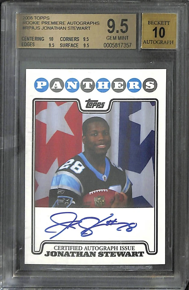 2008 Topps Rookie Premiere Blue Autograph #RPAJS Jonathan Stewart BGS 9.5 - Image 1 of 1