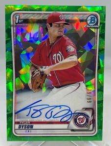 Tyler Dyson 2020 Bowman cromado zafiro automático verde refractor #79/99 Nationals - Imagen 1 de 3