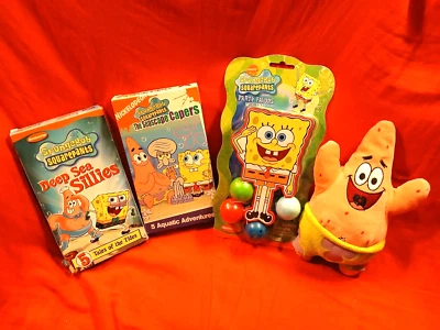 Spongebob Party Favors Paddle Balls Sealed & 2 VHS Seascape Capers Deep Sea - Image 1 of 4