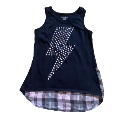 Xhilaration 女孩无袖嵌入式背心-黑色/粉色-10/12-GUC 码 — 第 1/4 张图片