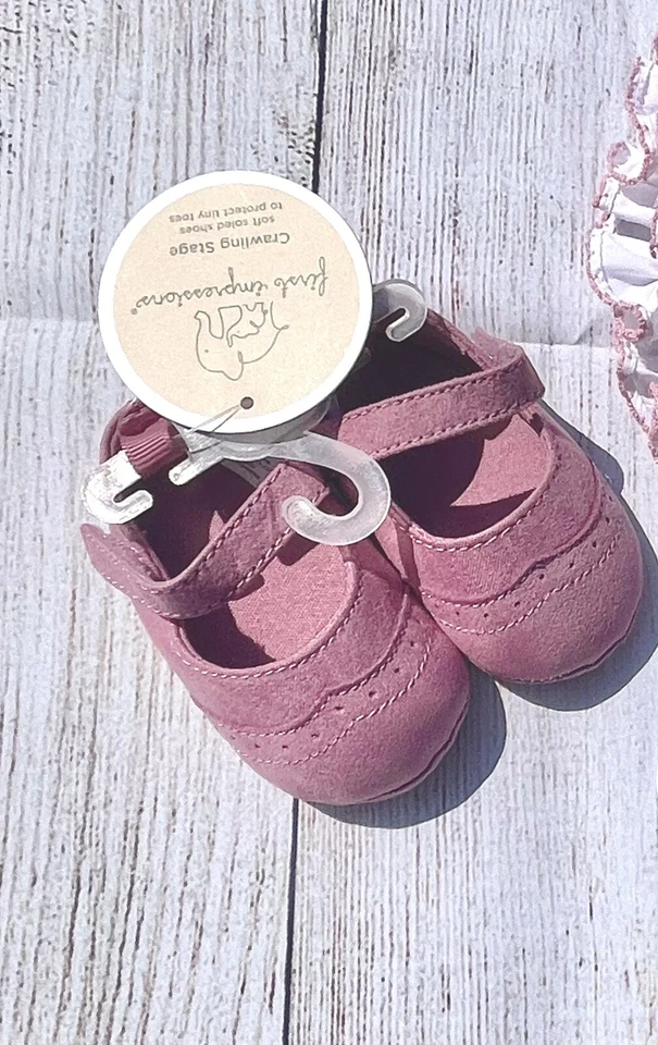 NWT Mauve Pink Mary Jane Wingtip Dress Shoes Newborn 0 Baby Girls - Image 1 of 1