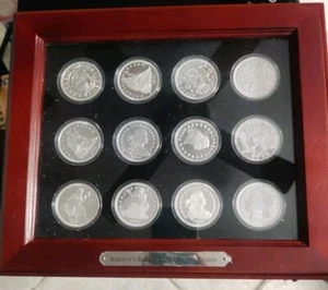 America’s Rarest Silver Dollar Proofs - 12 Coins-Beautiful Copies In Wood Box - Picture 1 of 4