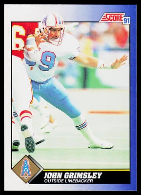 John Grimsley, 1991 Score, #54, Houston Oilers, - Image 1 of 2